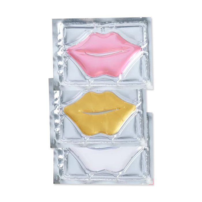 pink gold and white lip mask