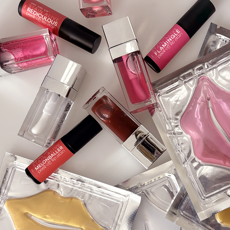 lip gloss, lip masks and lip peel